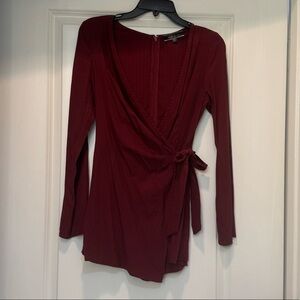 Maroon Wrap Romper Dress